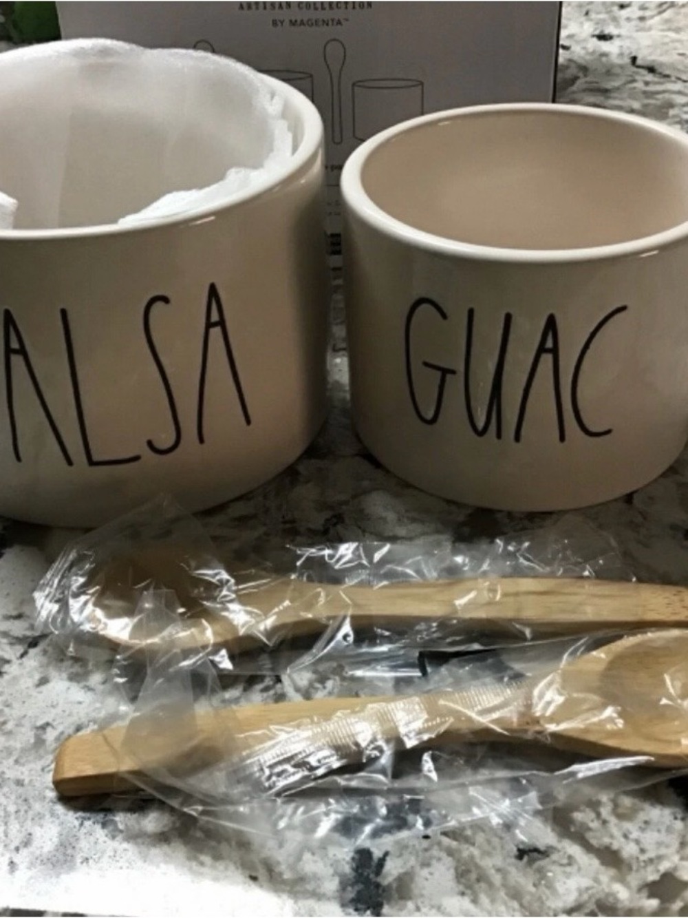 Rae Dunn Cream Ceramic SALSA & GUAC Serving Bowls
